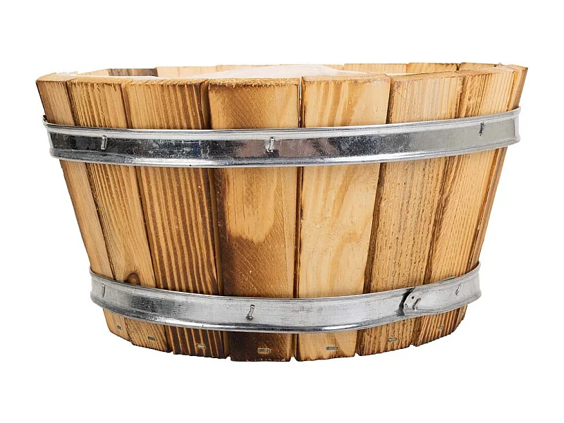 Cesto de madera y cuerda marrón d22x12