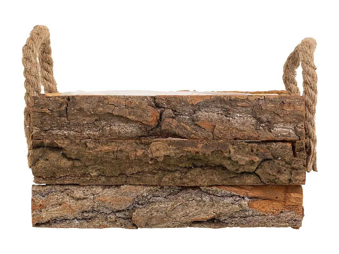 Cesto in legno con manici marroni 18x12x8h