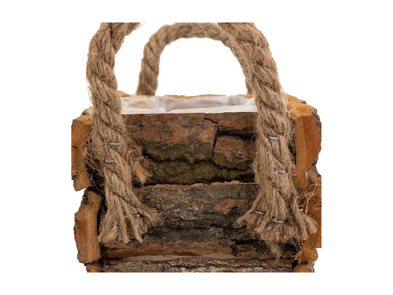 Cesto in legno con manici marroni 18x12x8h