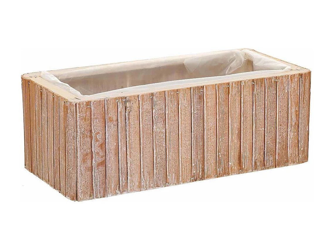 Cesto retangular de madeira marrom 30,5x14,5x11