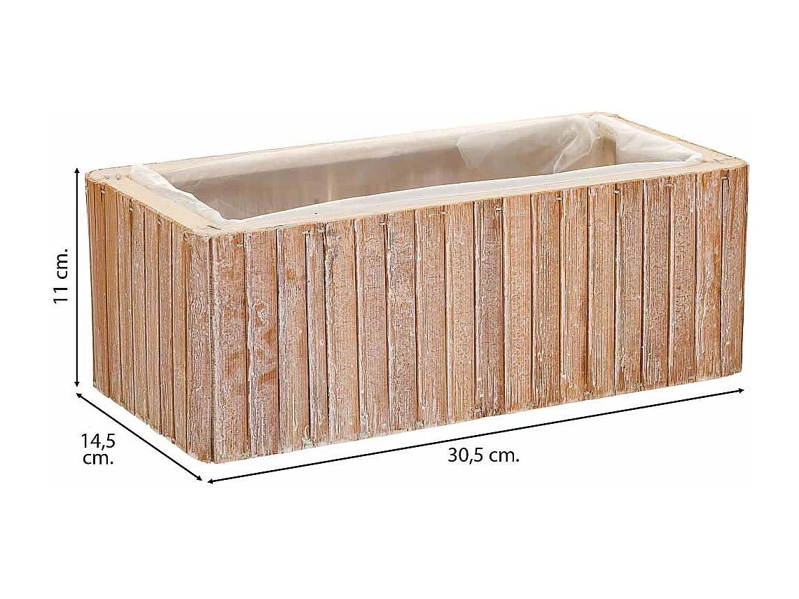 Cesto retangular de madeira marrom 30,5x14,5x11