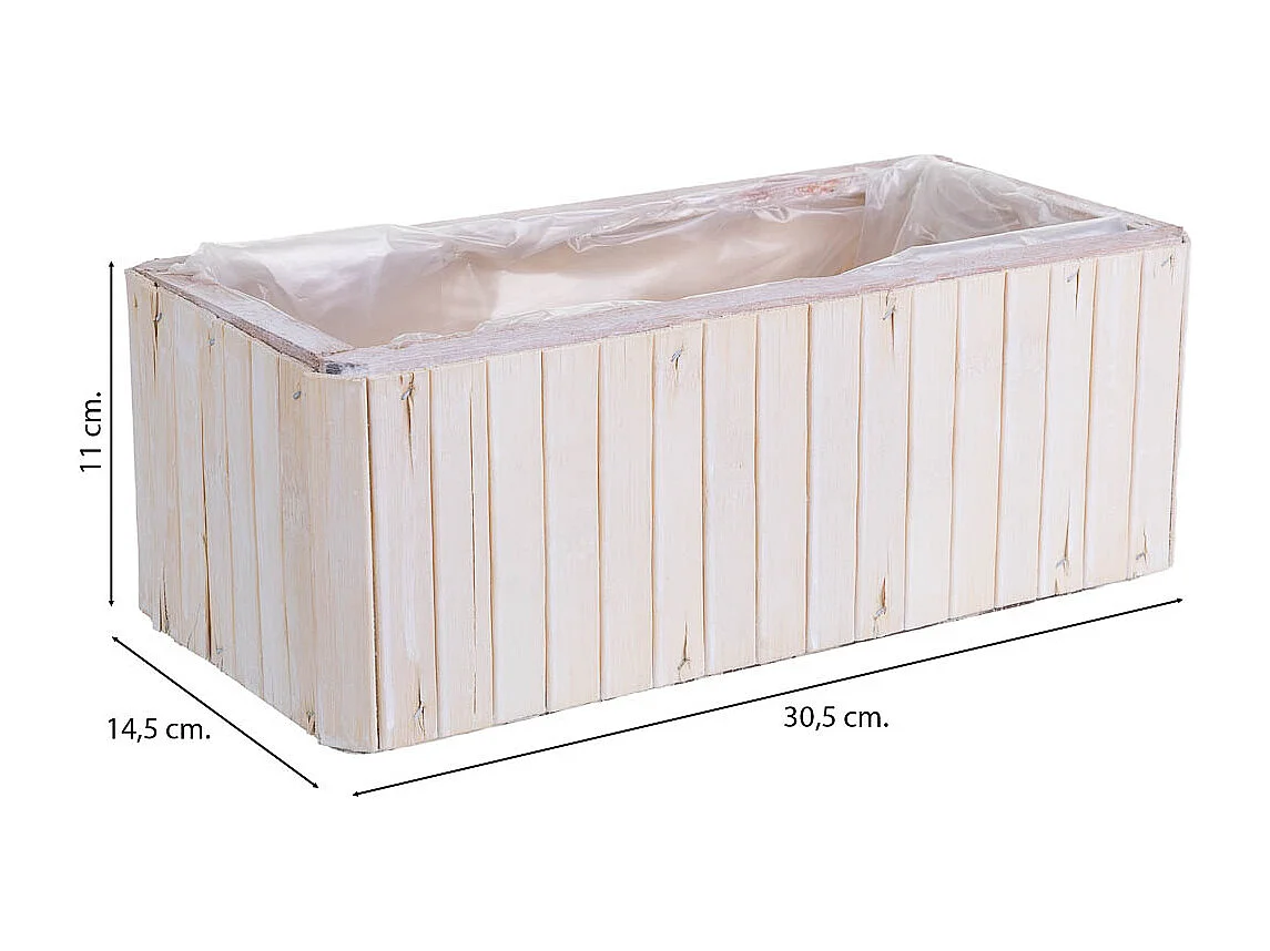 Panier rectangulaire en bois marron 30.5x14.5x11h