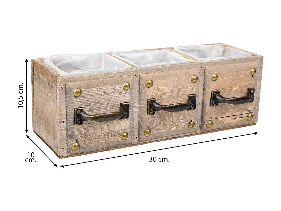 Cajón de madera marrón 30x10x10,5