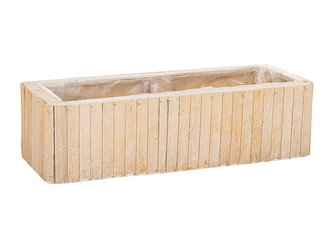 Cesto retangular de madeira marrom 40,5x14,5x11