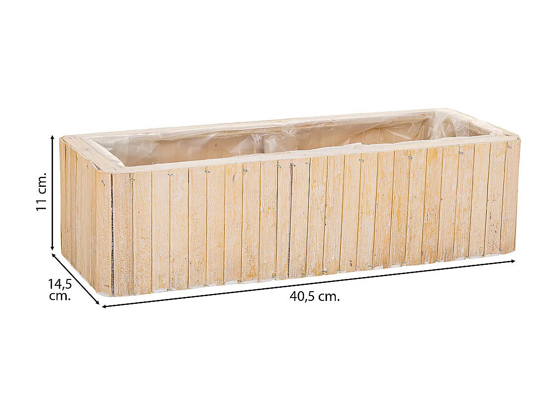 Cesto retangular de madeira marrom 40,5x14,5x11