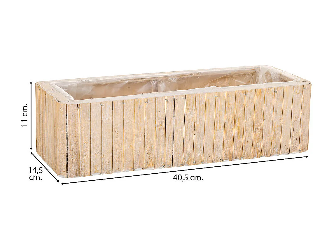 Panier rectangulaire en bois marron 40.5x14.5x11h