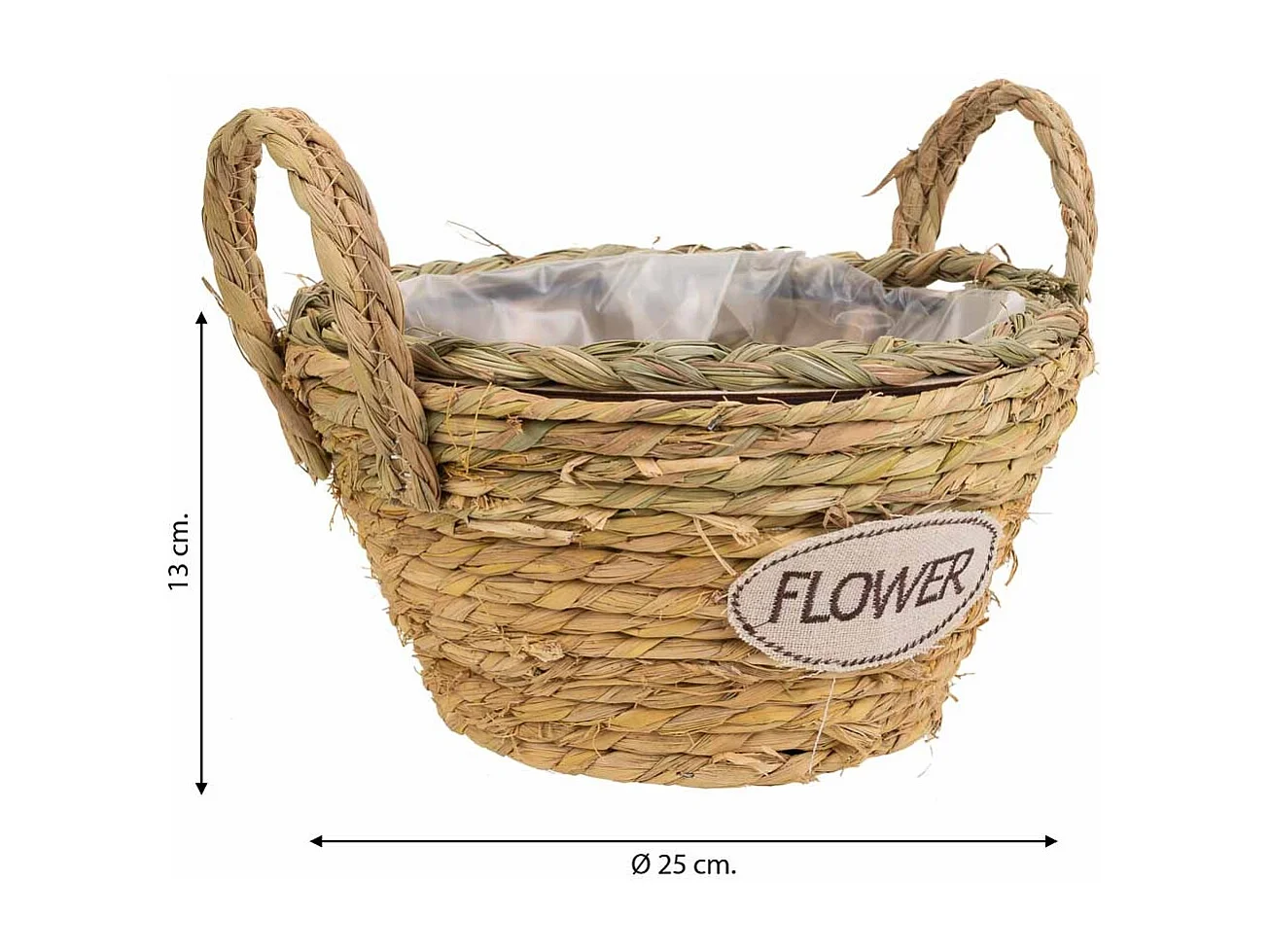 Panier en corde tressée marron d25x13h