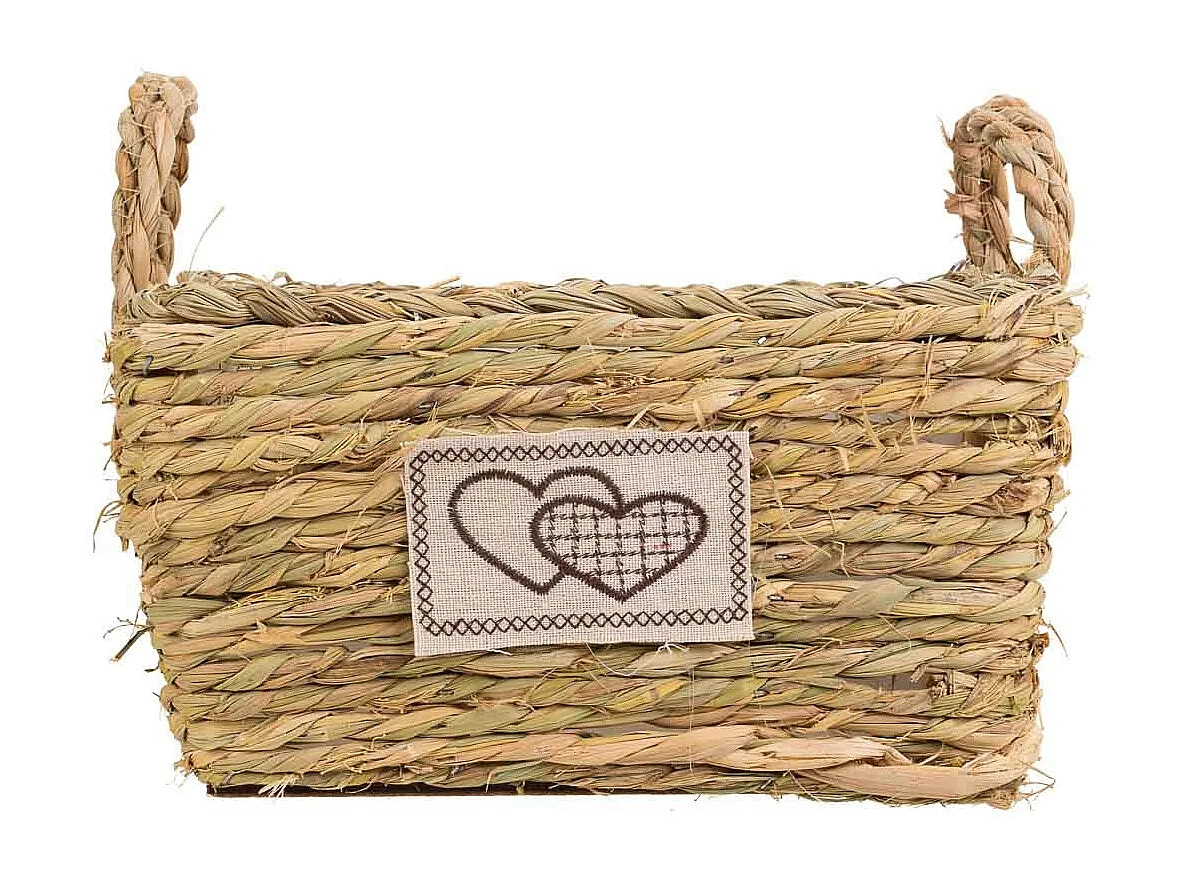 Cesto in corda intrecciata marrone 27x27x14h