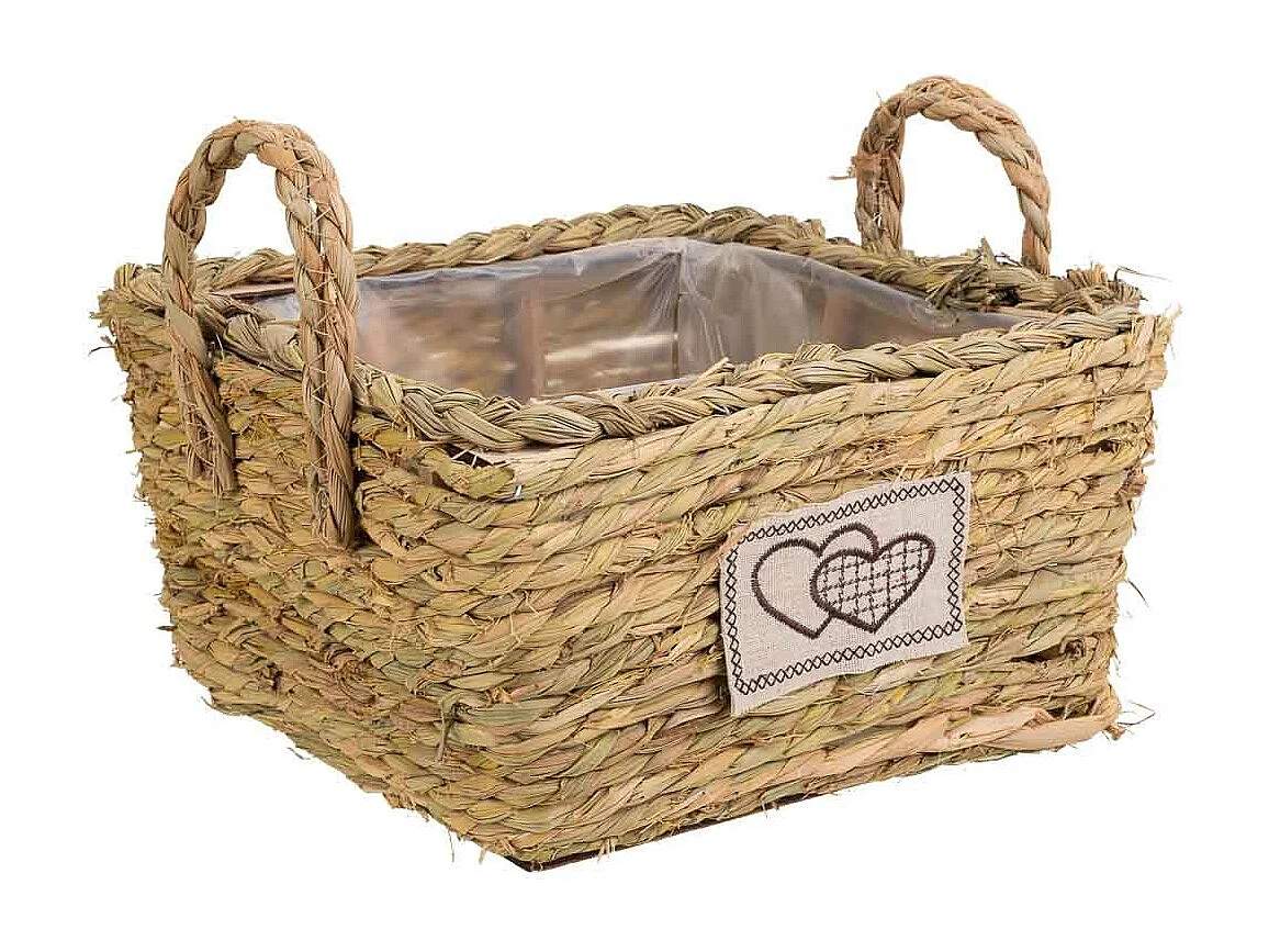 Cesto in corda intrecciata marrone 27x27x14h