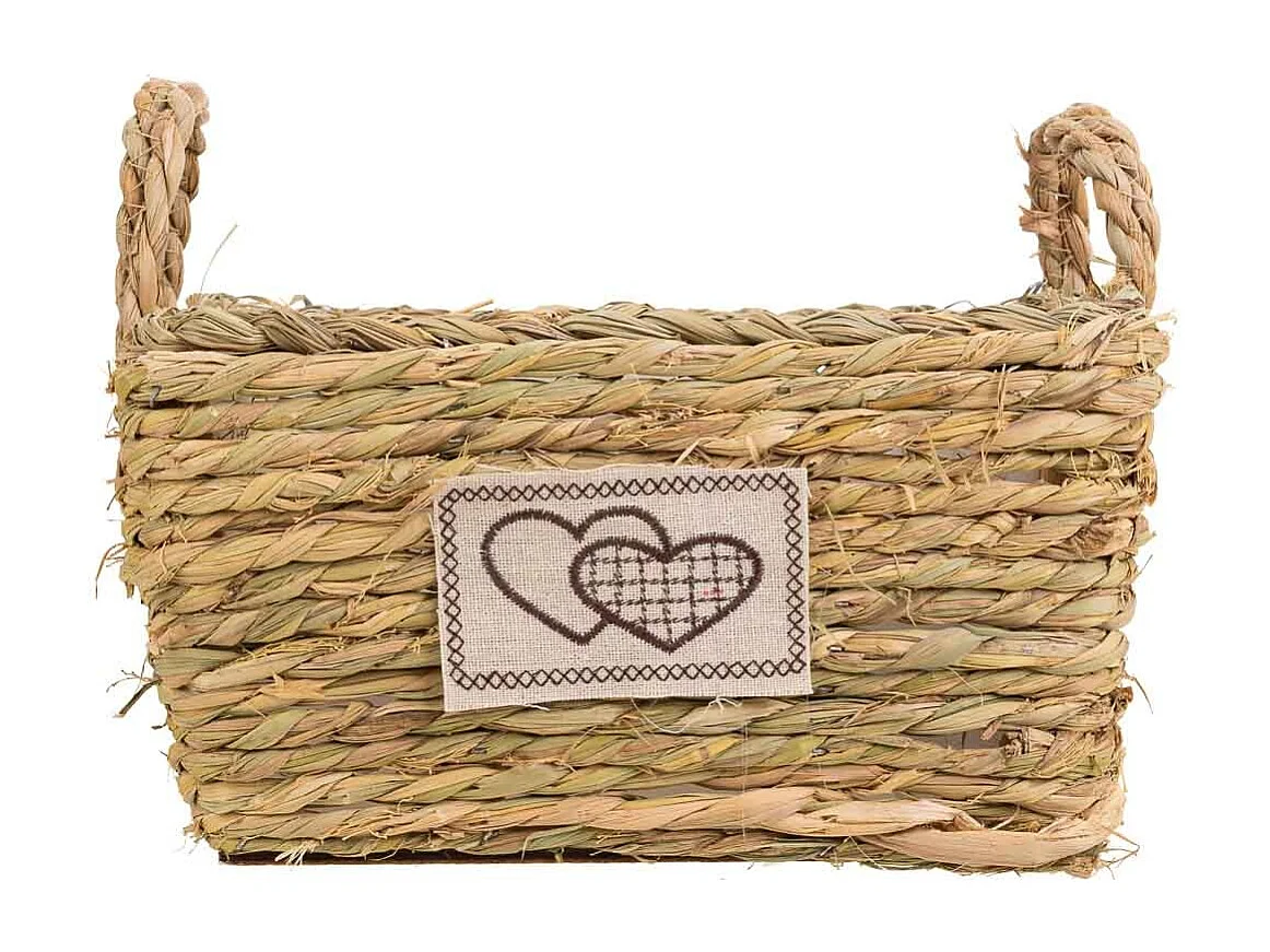 Cesto in corda intrecciata marrone 27x27x14h