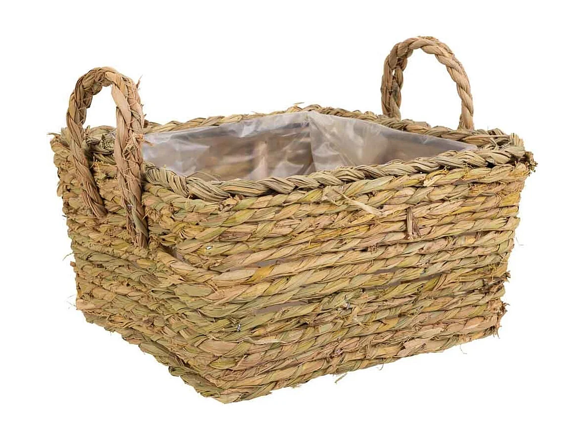 Cesto in corda intrecciata marrone 27x27x14h