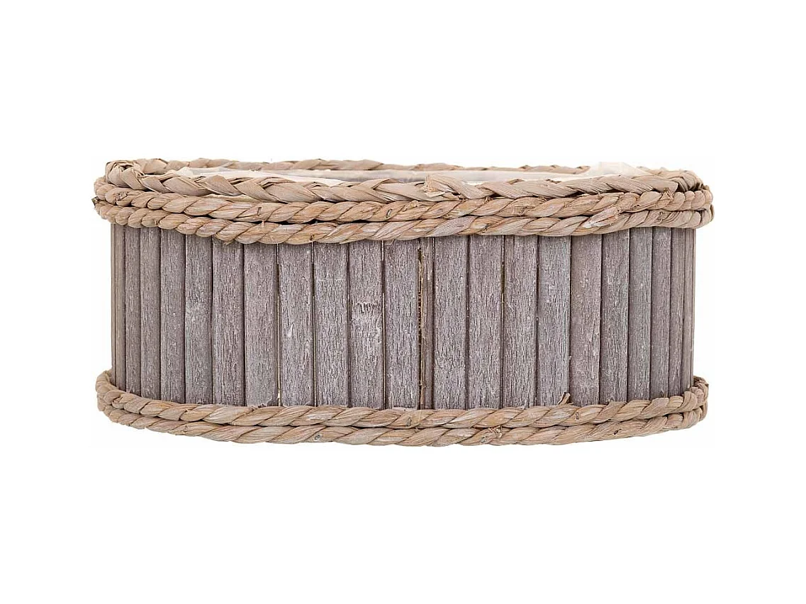Conjunto de 3 cestos ovais de madeira cinza