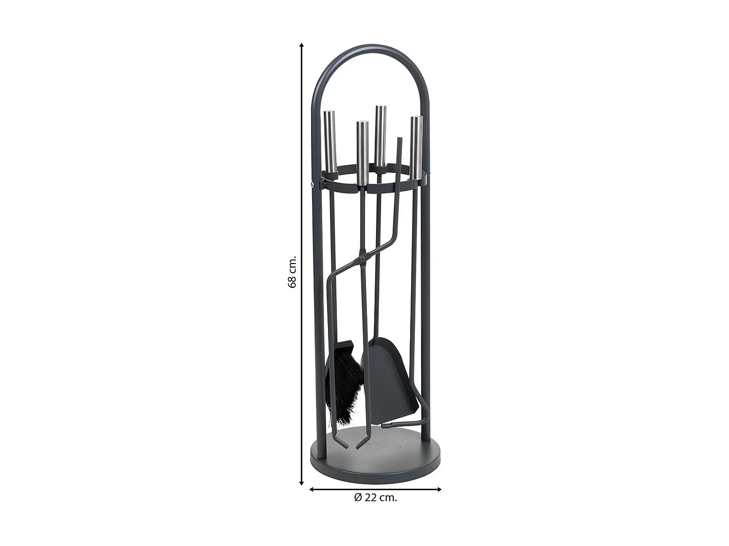 Herramientas para la chimenea de metal negro set 5pcs d22x68h cm