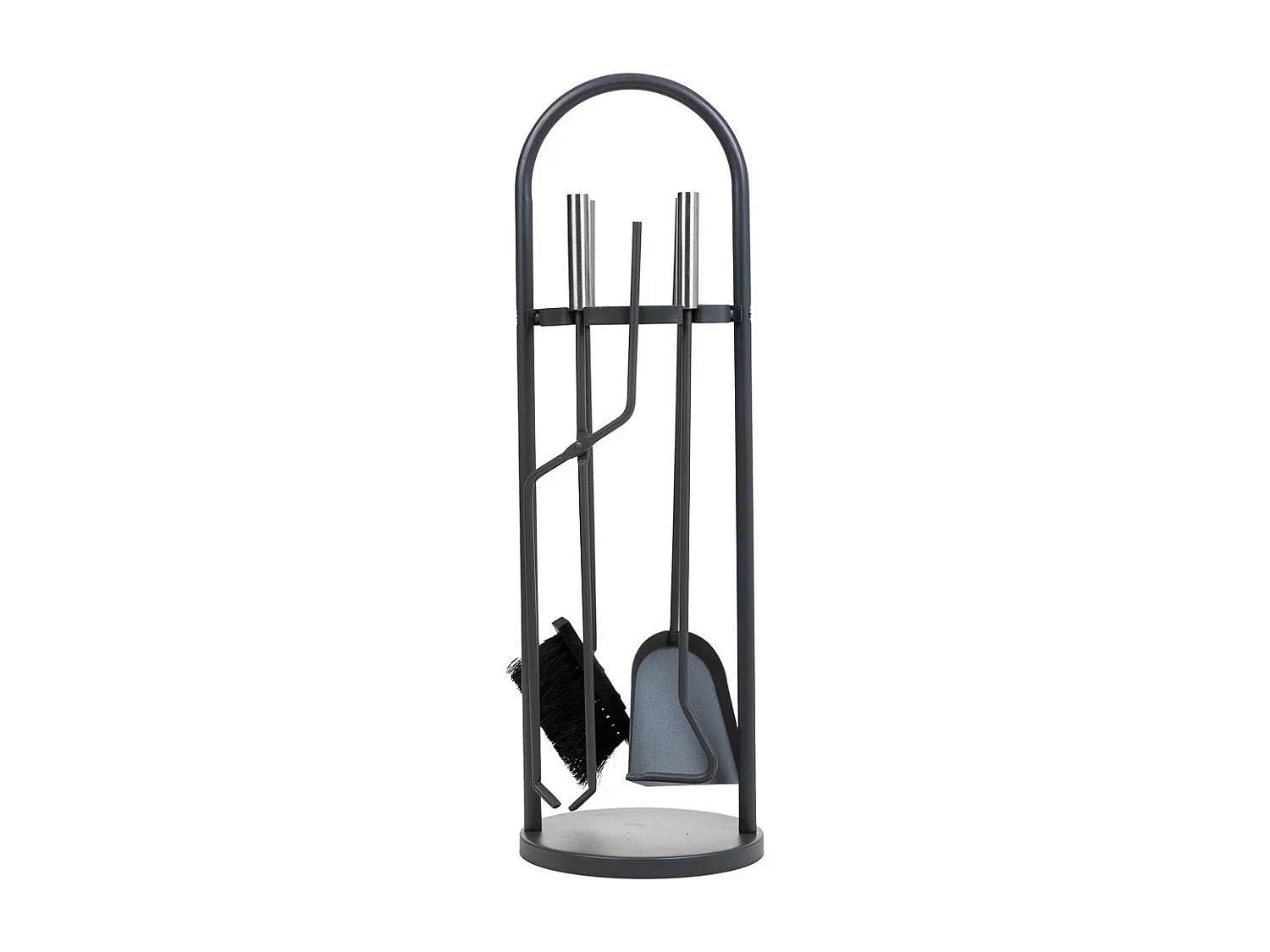 Set attrezzi per camino in metallo nero 5pz D22x68h cm