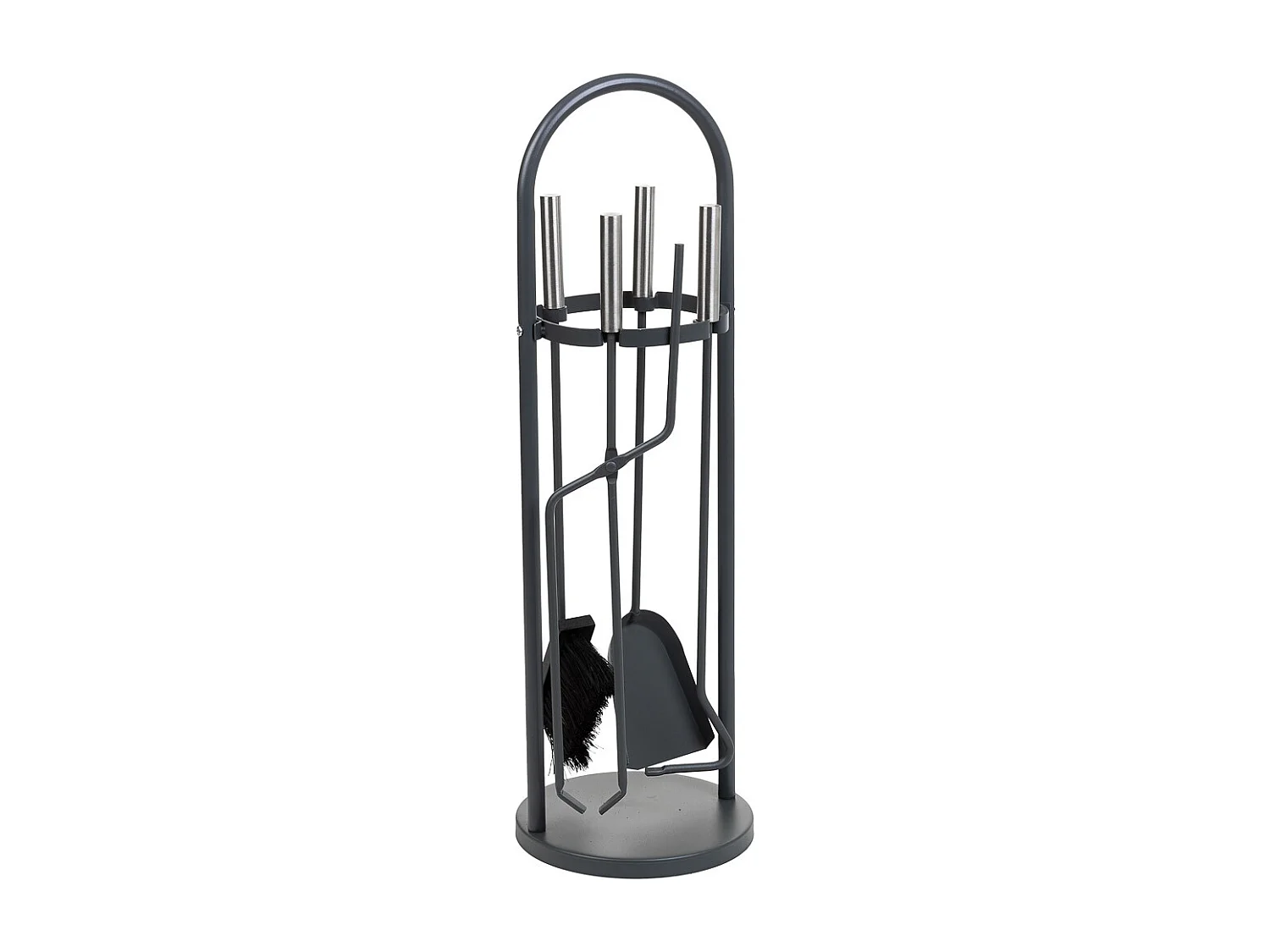 Set attrezzi per camino in metallo nero 5pz D22x68h cm