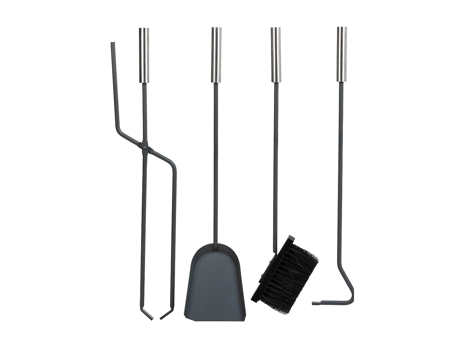 Set attrezzi per camino in metallo nero 5pz D22x68h cm