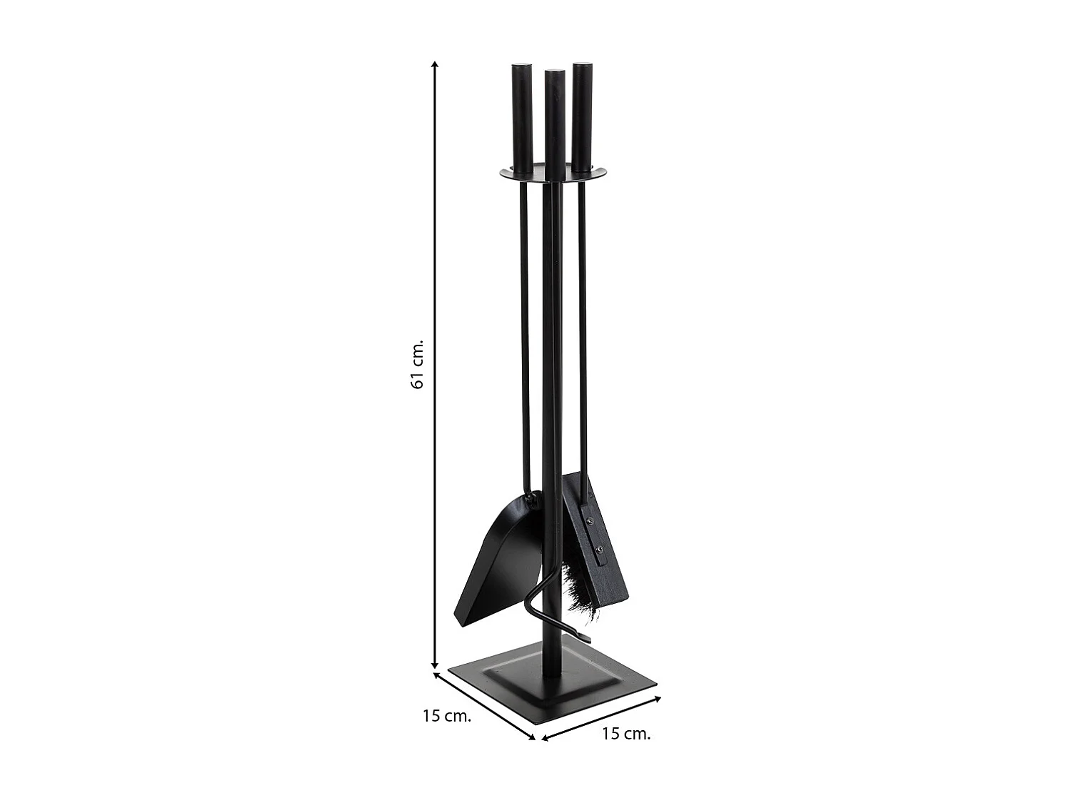 Set mit 4 Metallwerkzeugen für den schwarzen Metallkamin