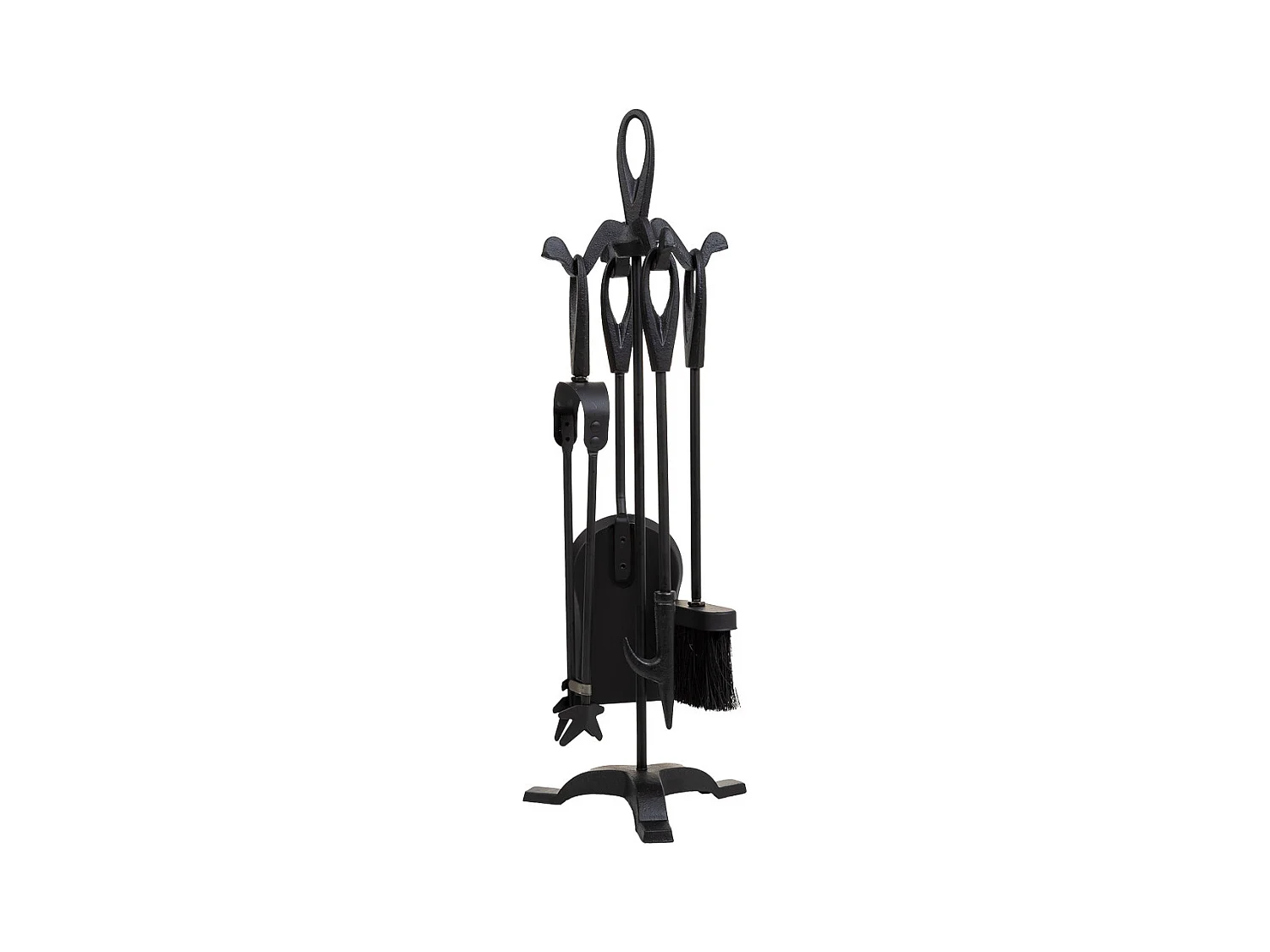 Conjunto de 5 ferramentas para lareira em metal preto