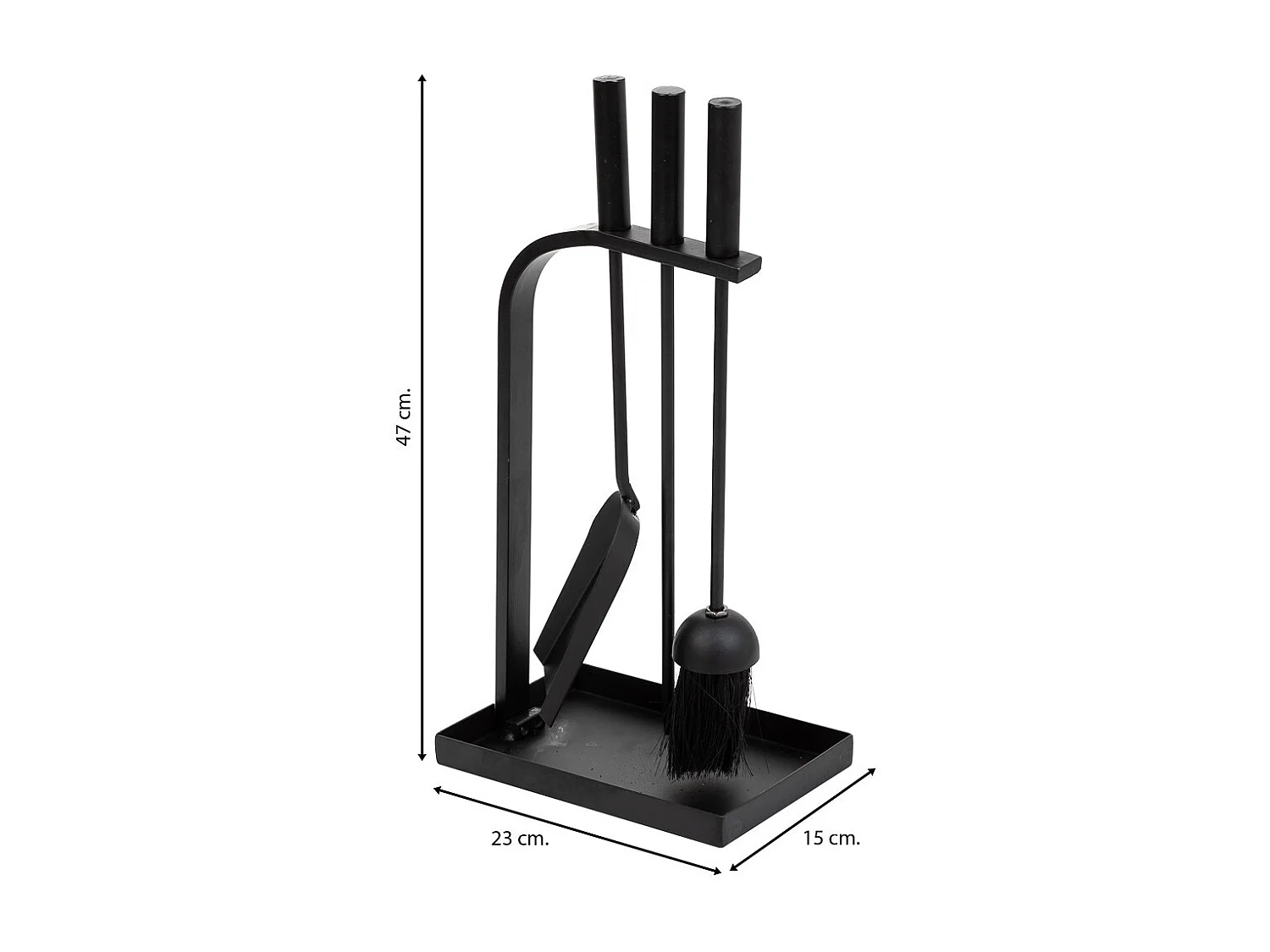 Set mit 4 Metallwerkzeugen für den schwarzen Metallkamin
