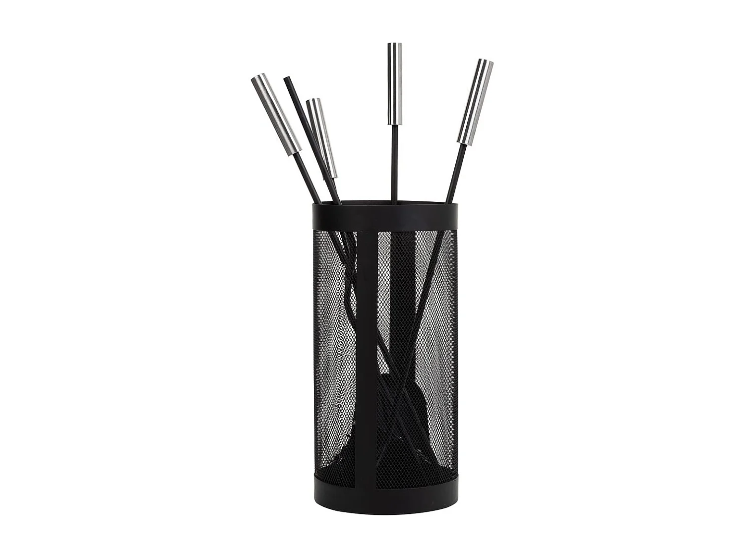 Set di 5 strumenti in metallo nero per il camino in metallo