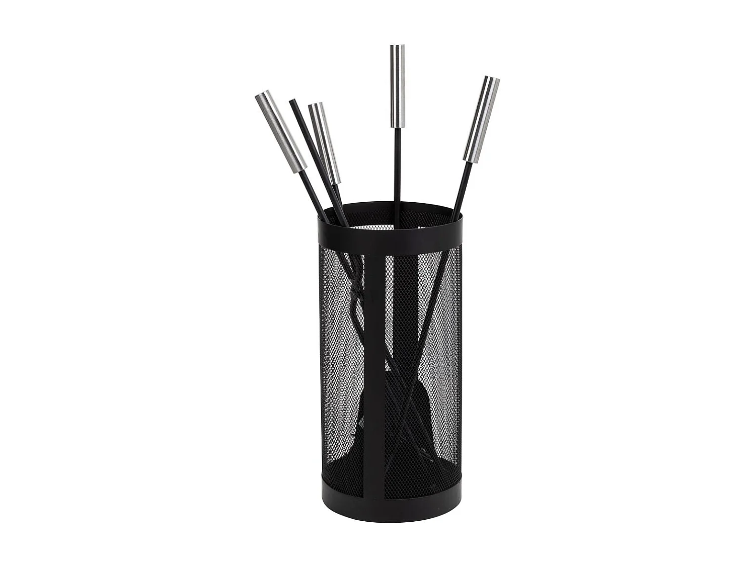 Set di 5 strumenti in metallo nero per il camino in metallo