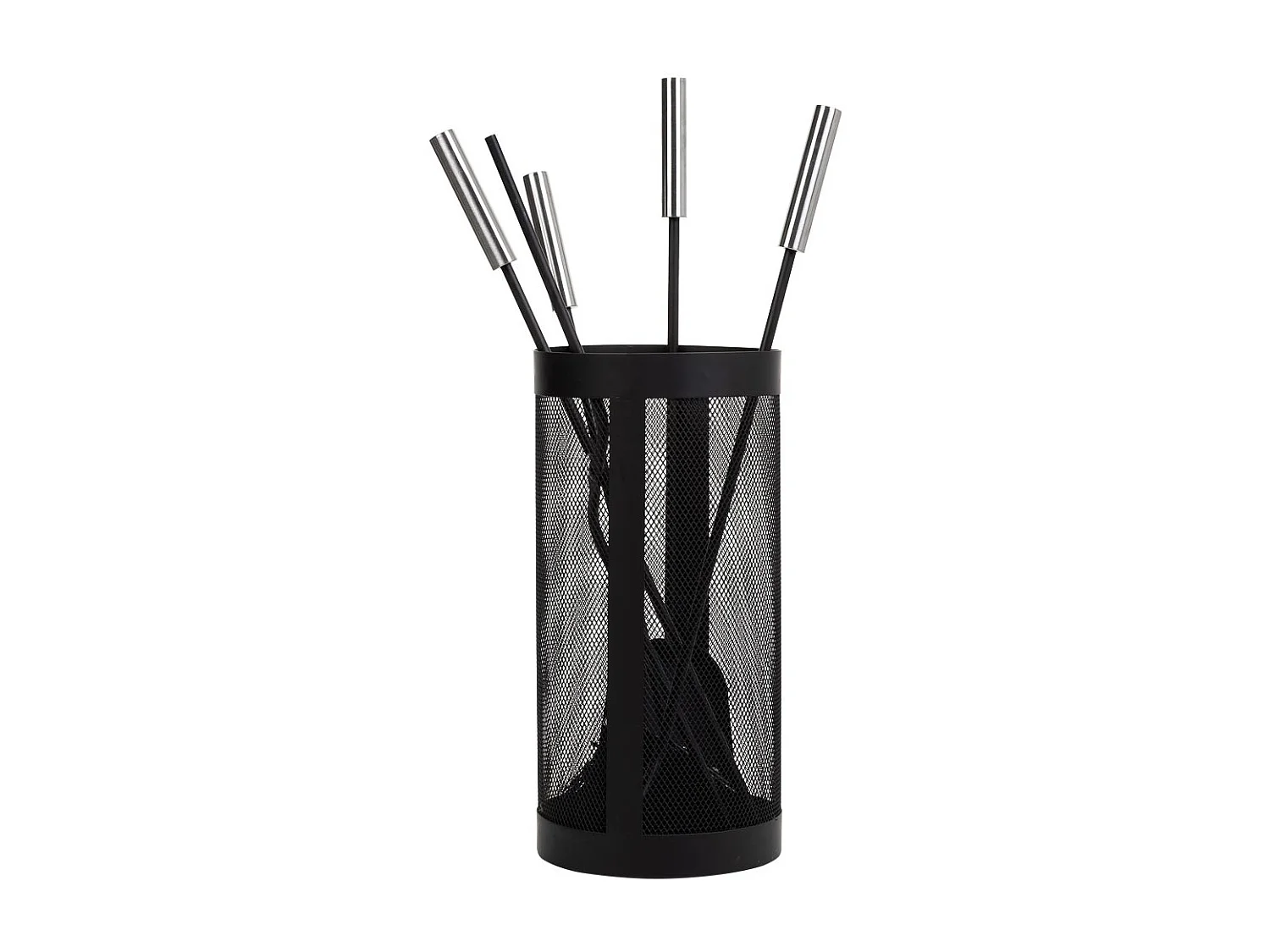 Set di 5 strumenti in metallo nero per il camino in metallo