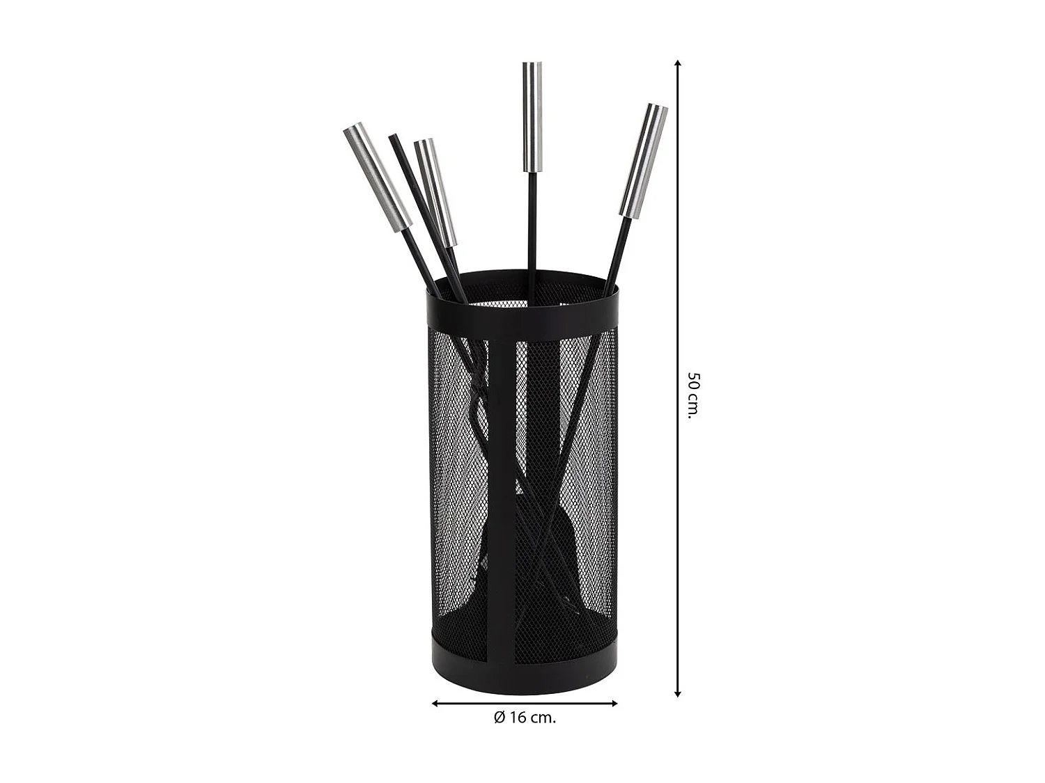 Set di 5 strumenti in metallo nero per il camino in metallo