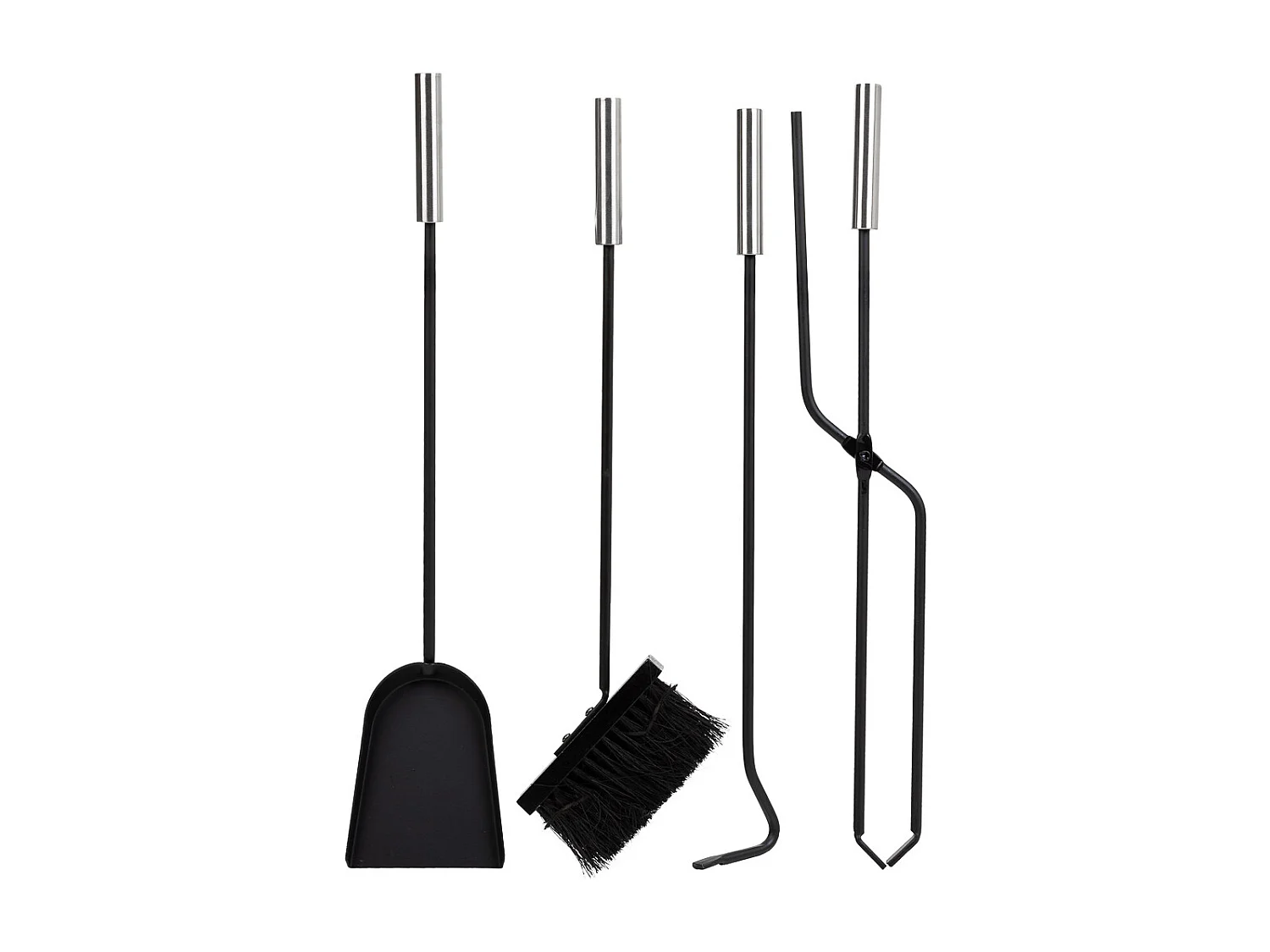 Set di 5 strumenti in metallo nero per il camino in metallo