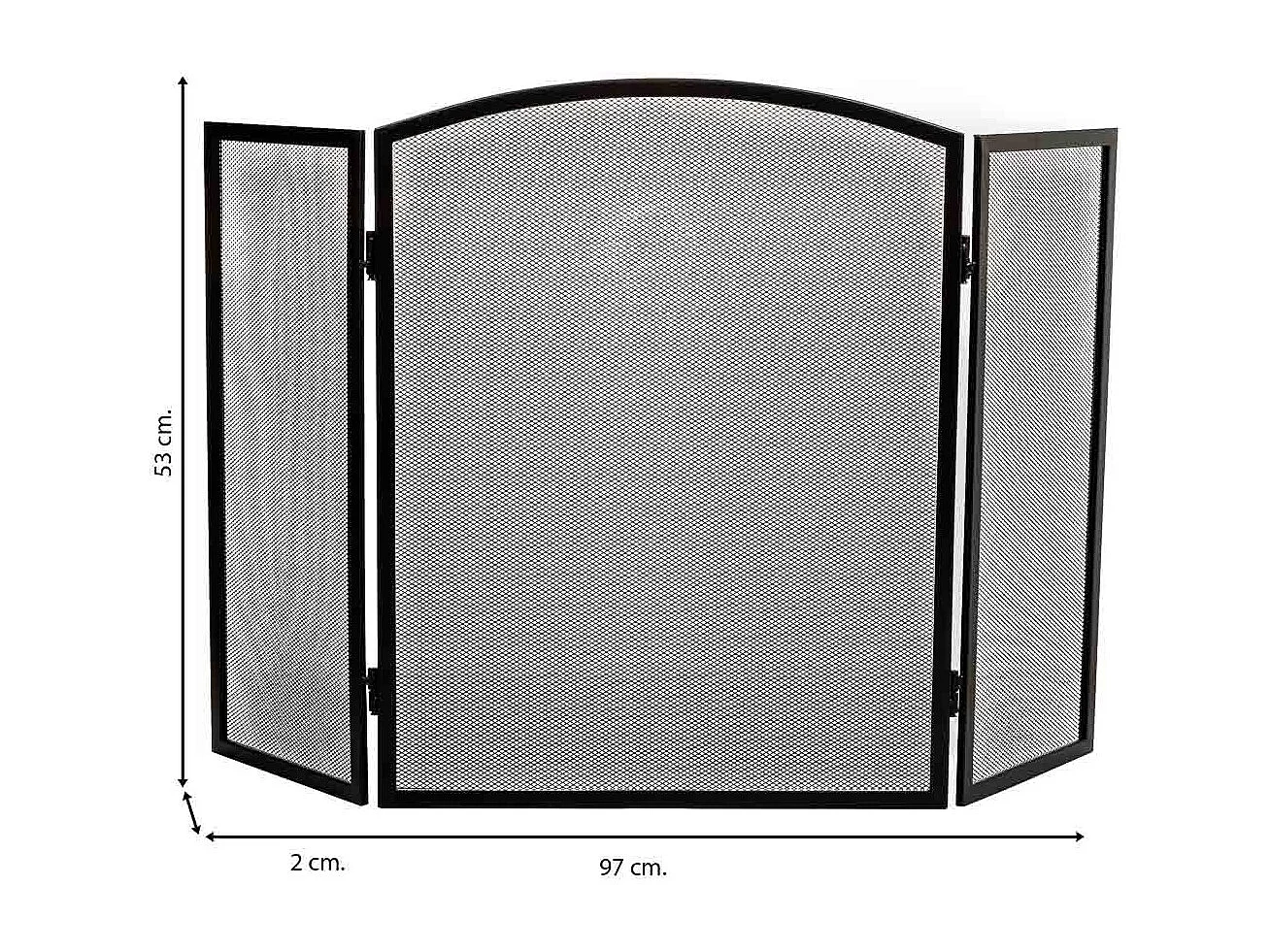 Schwarzer Kaminschirm aus Metall 95x02x61h cm
