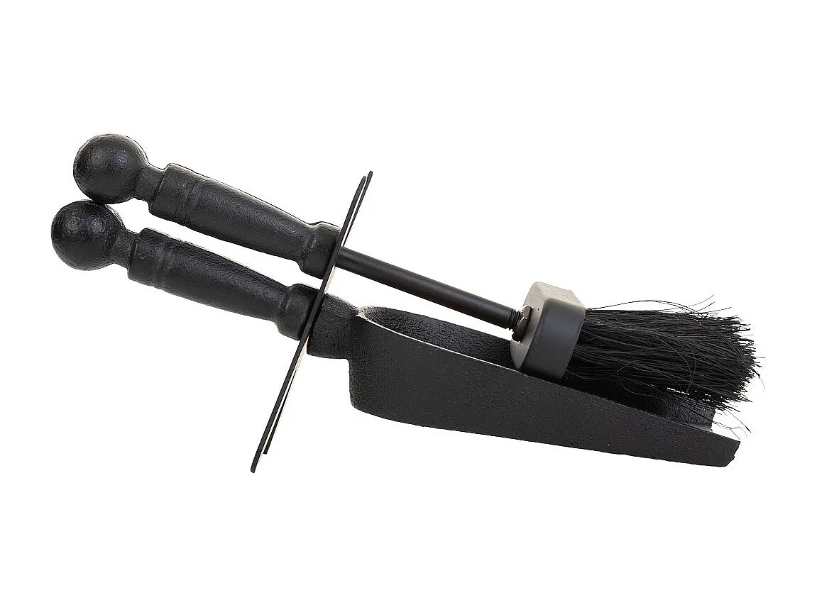 Scopino e paletta in metallo nero 29x10x12h