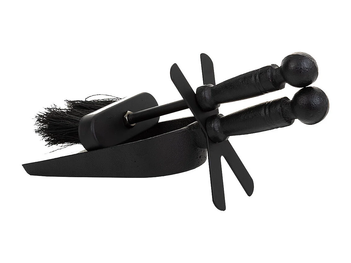Scopino e paletta in metallo nero 29x10x12h