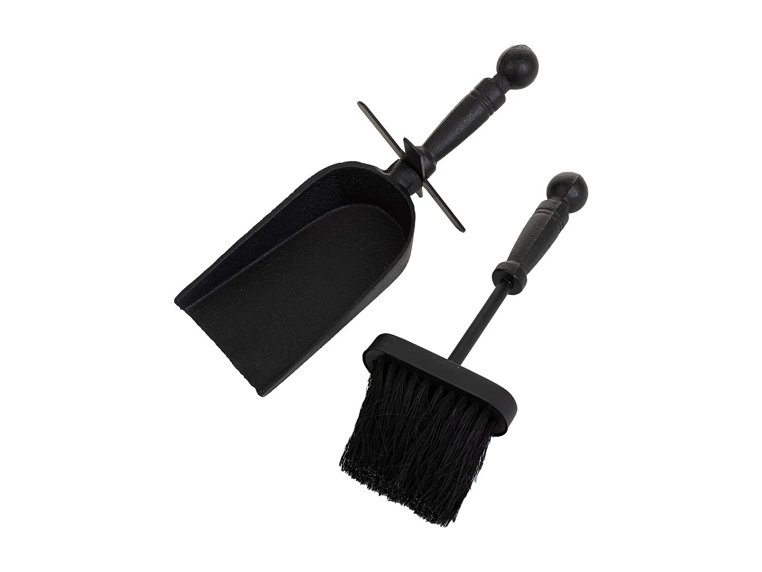 Scopino e paletta in metallo nero 29x10x12h