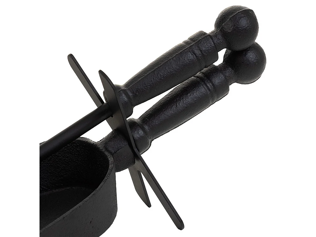 Scopino e paletta in metallo nero 29x10x12h