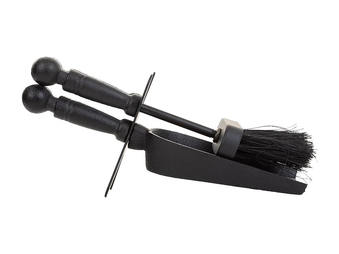 Scopino e paletta in metallo nero 29x10x12h