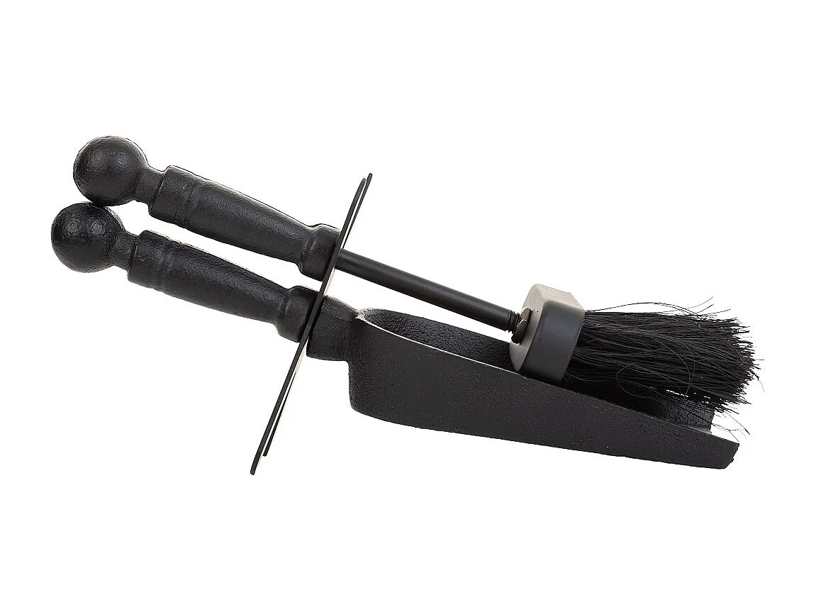 Scopino e paletta in metallo nero 29x10x12h