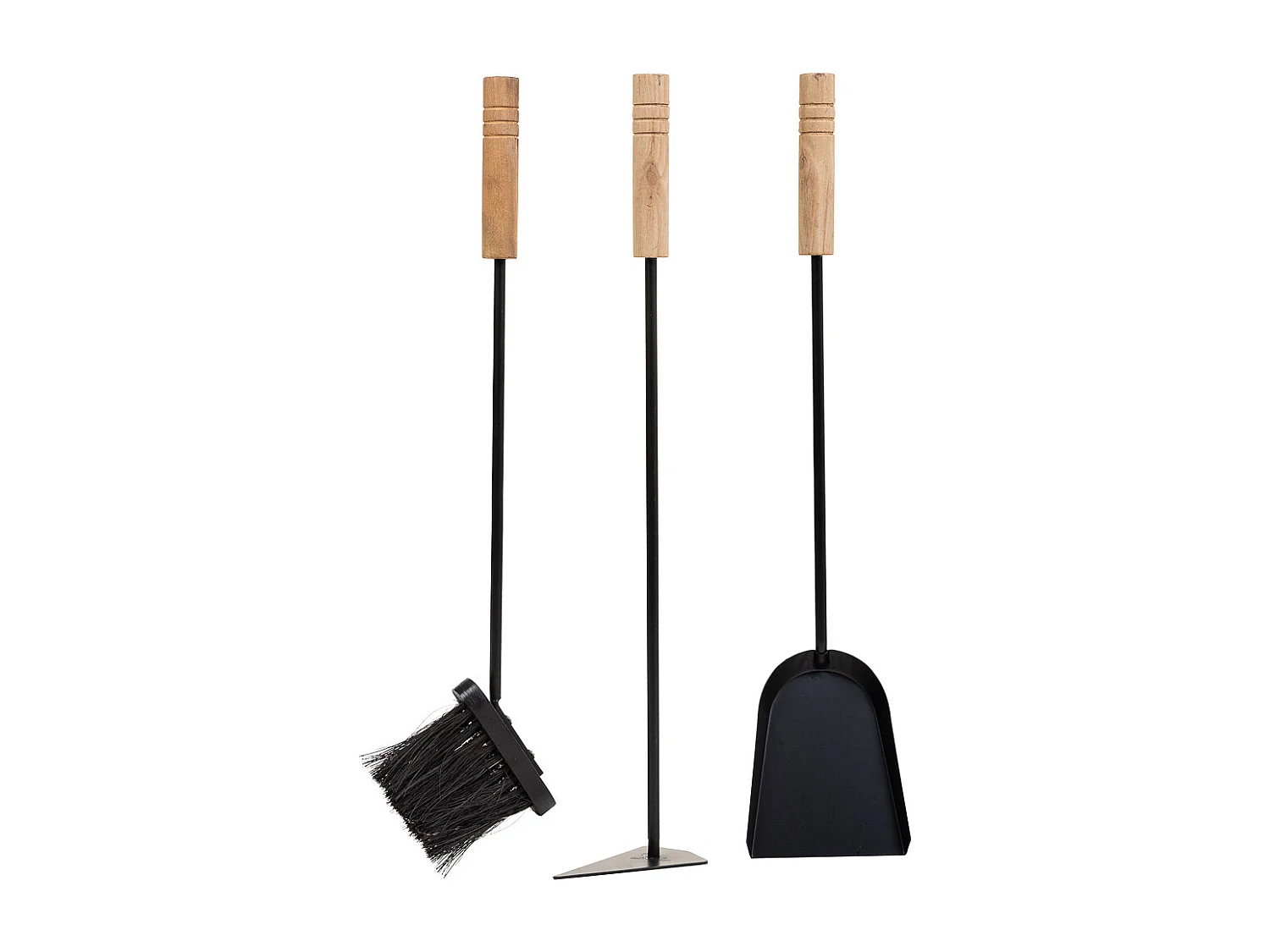 Schwarzes Kaminbesteck-Set aus Metall, 4-teilig, D20x68h cm