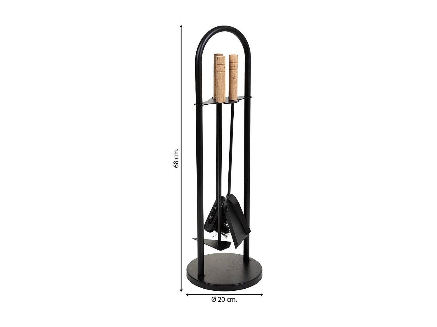 Herramientas para la chimenea de metal negro set 4pcs d20x68h cm