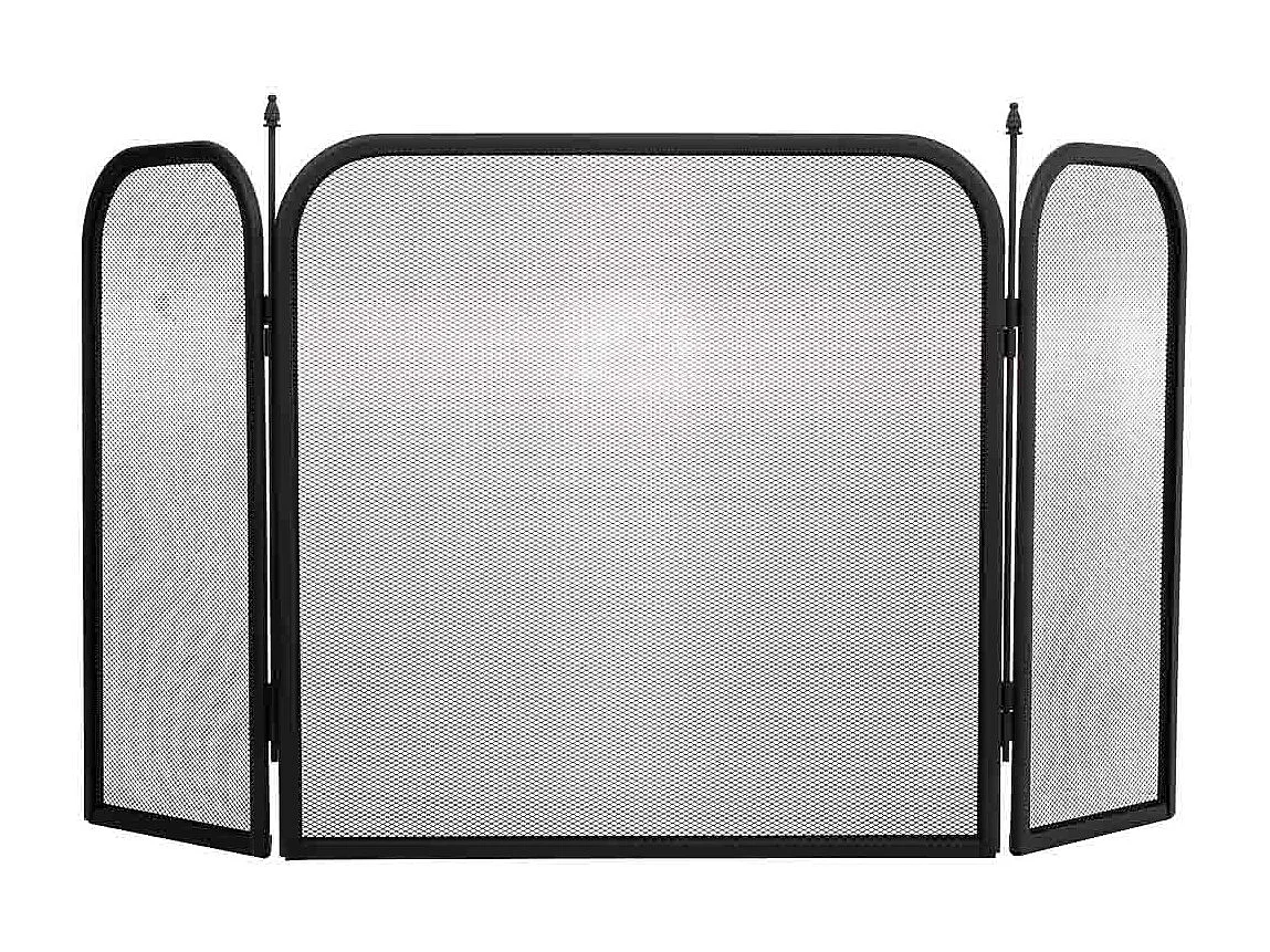 Blindagem de lareira em metal preto, 97x02x53 cm