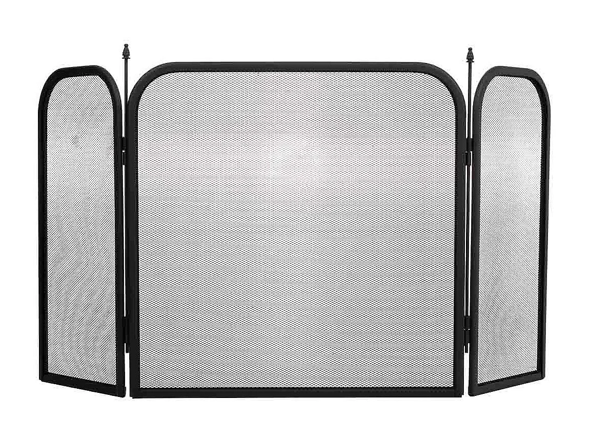 Pantalla de protección para chimenea de metal negro 97x02x53h cm