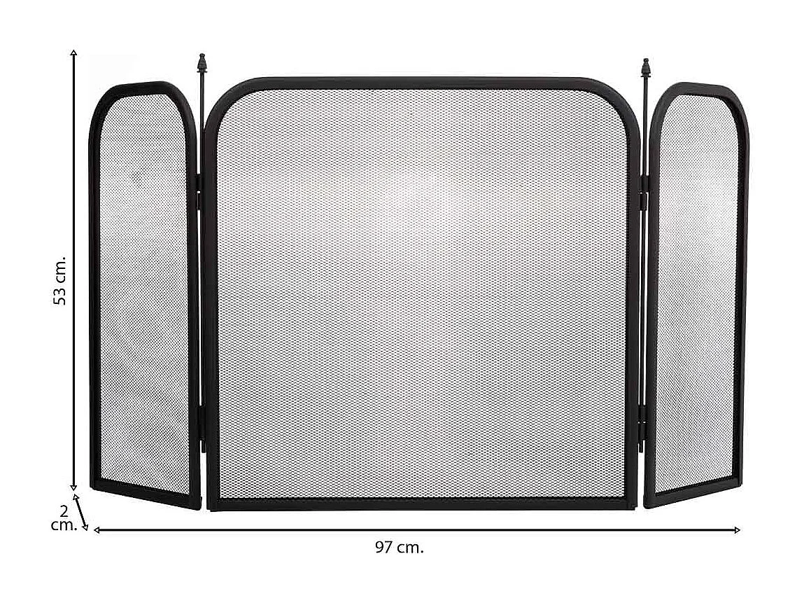 Pantalla de protección para chimenea de metal negro 97x02x53h cm