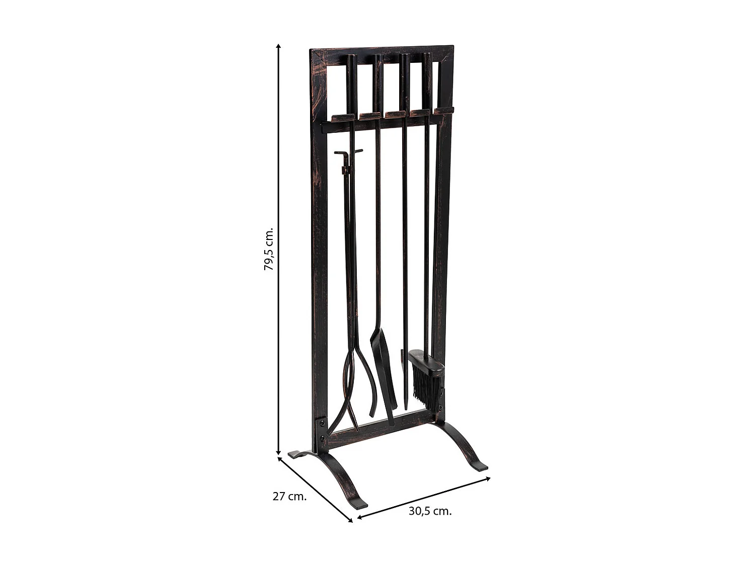 Herramientas para la chimenea de metal negro set 5  30.5x27x79.5h cm