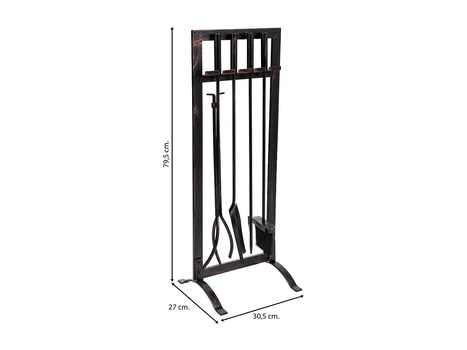 Herramientas para la chimenea de metal negro set 5  30.5x27x79.5h cm