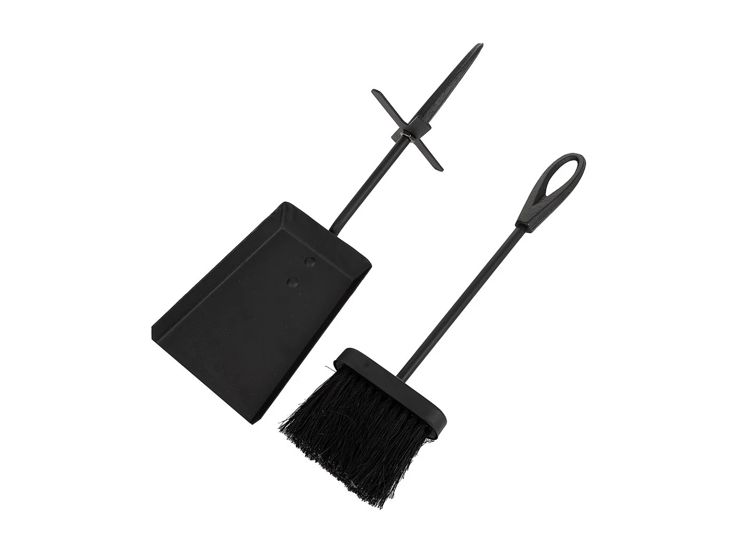 Cepillo y recogedor para la chimenea de metal negro 38x11x13