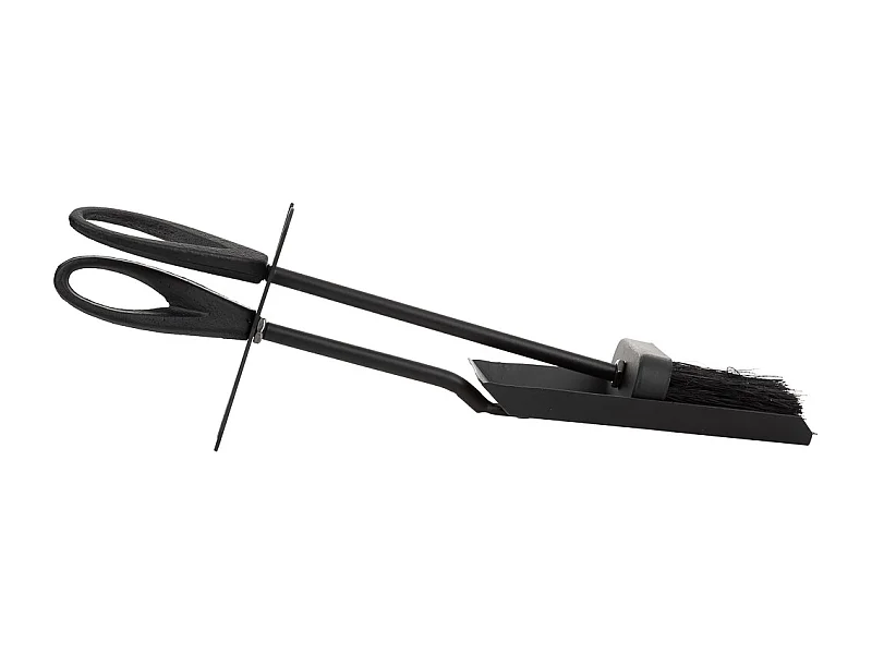 Escova e pá para lareira em metal preto 38x11x13