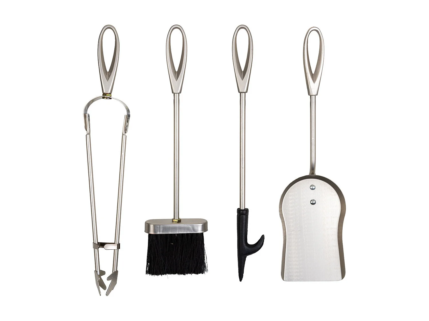 Set mit 5 Kaminbestecken aus schwarzem Metall