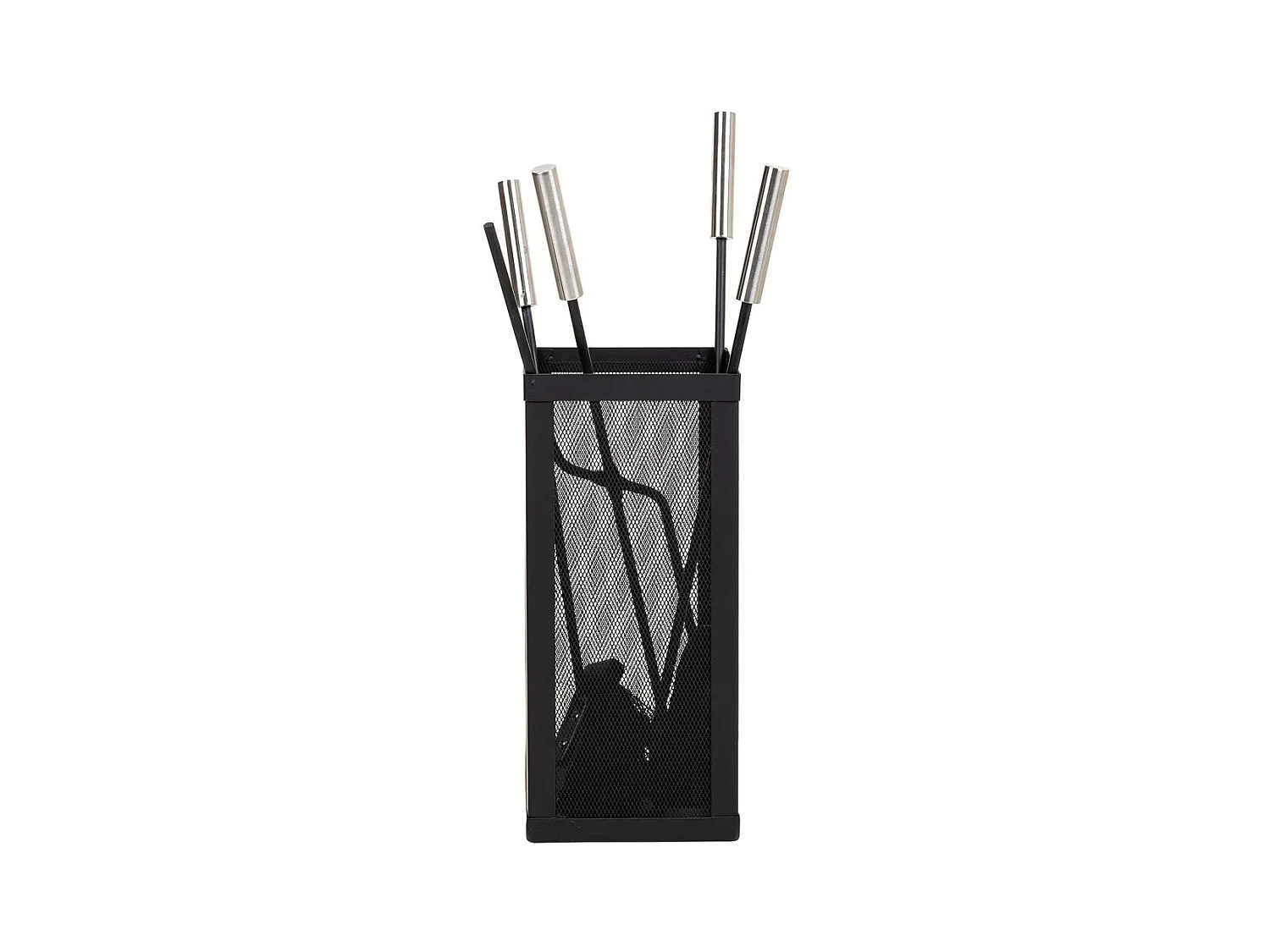 Set di 5 strumenti in metallo nero per il camino in metallo