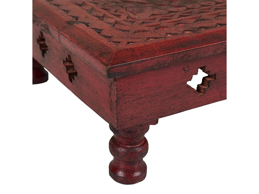 Mesa de centro de madeira vermelha 33x33x14