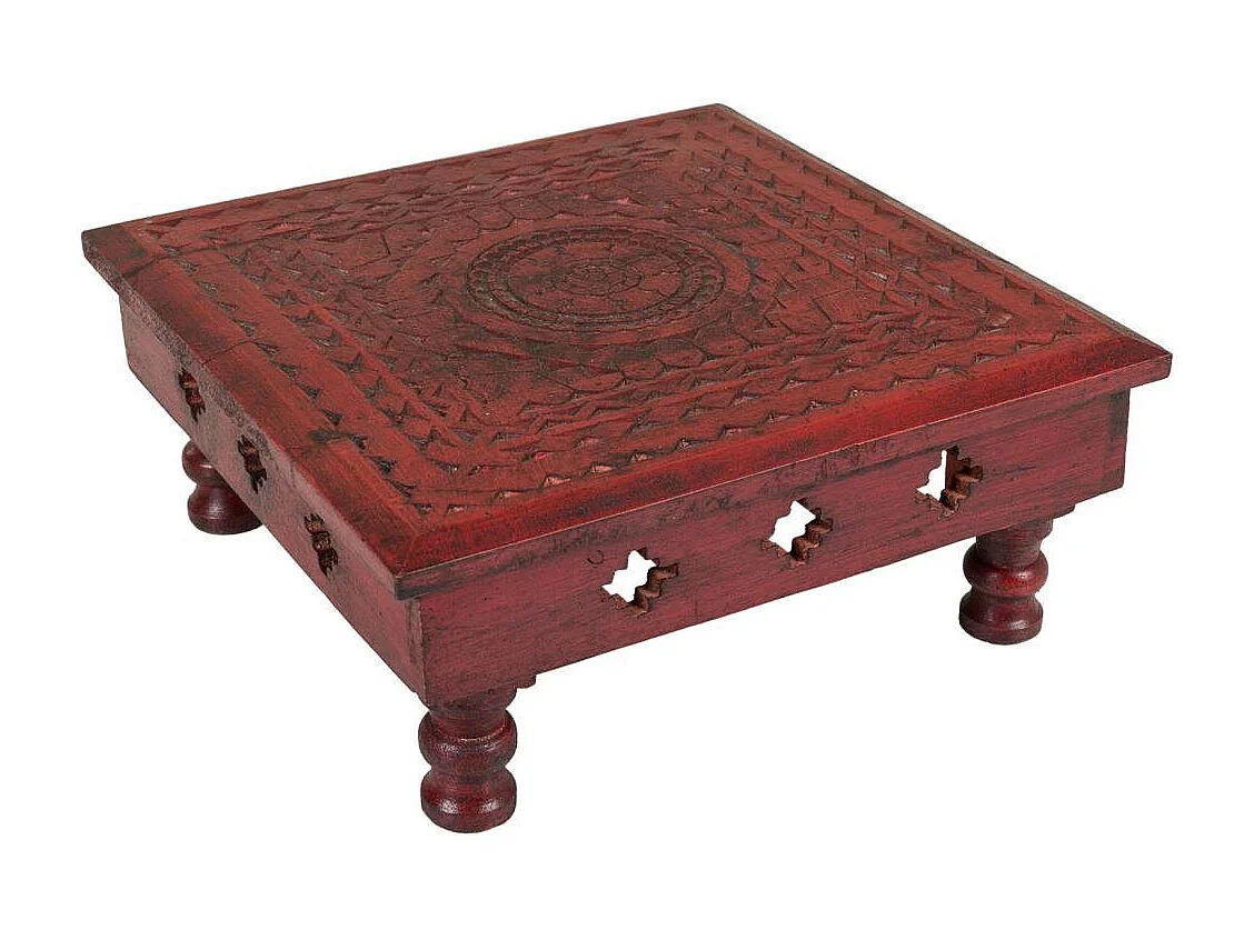 Mesa de centro de madeira vermelha 33x33x14