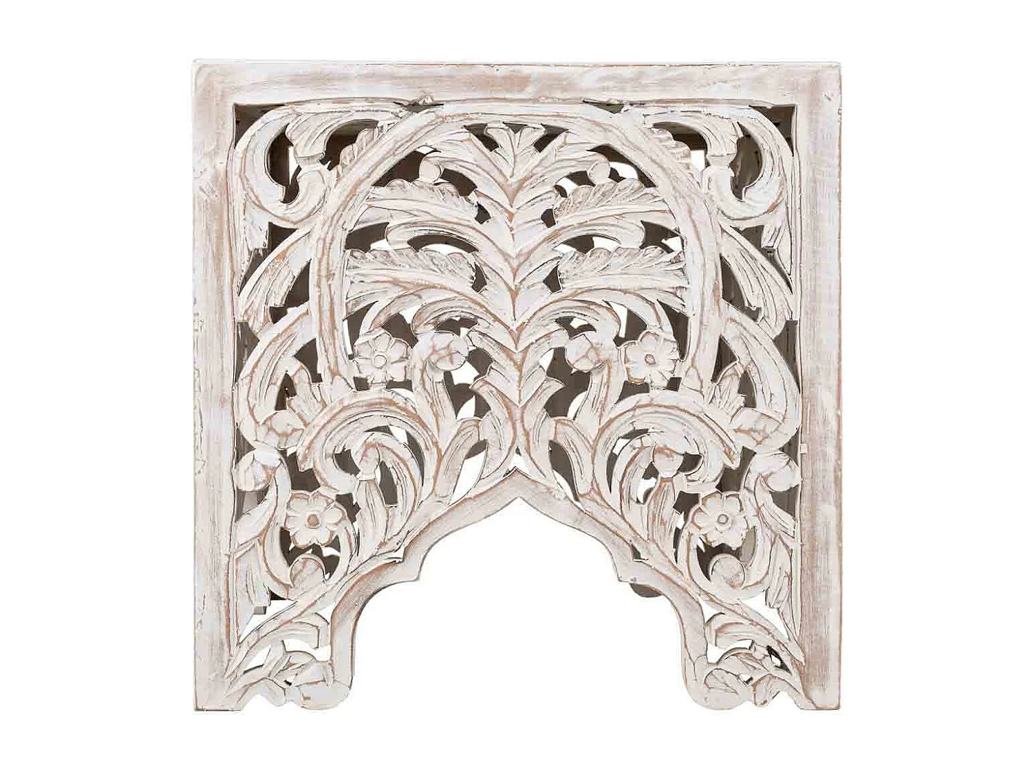 Mesa de centro de madera artesanal blanco 38x38x38