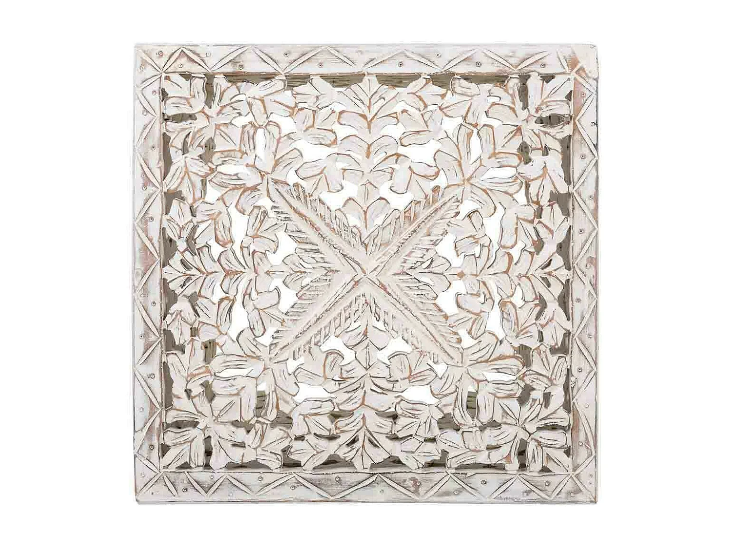 Mesa de centro de madera artesanal blanco 38x38x38